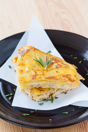 Crab pie with cheese and potato.の写真素材