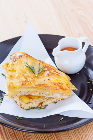 Crab pie with cheese and potato.の写真素材