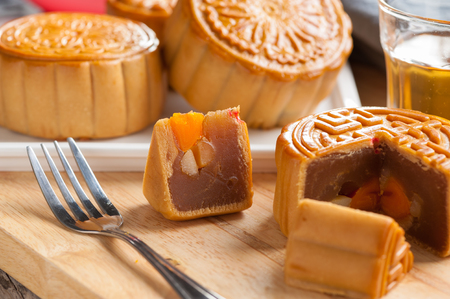 Moon cake,Chinese mid autumn festival dessert.の写真素材
