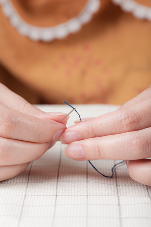 Cross-stitch, a housewife hobby in spare time.の写真素材