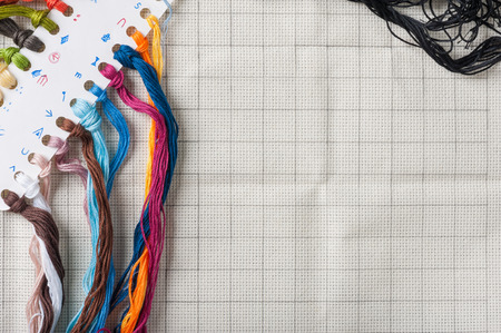 Cross-stitch, a housewife hobby in spare time.の写真素材