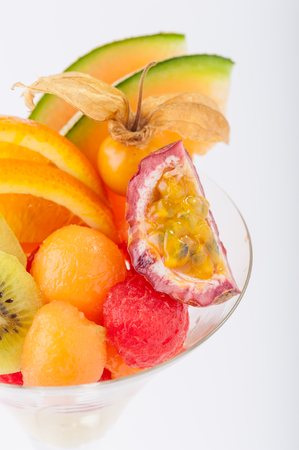 Fruits custard in cocktail glass.の写真素材