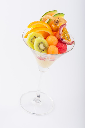 Fruits custard in cocktail glass.の写真素材