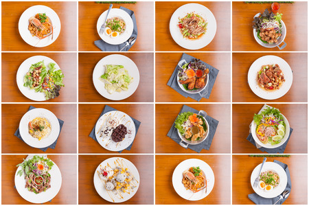 A collection of Thai food and dessert in restaurantの写真素材