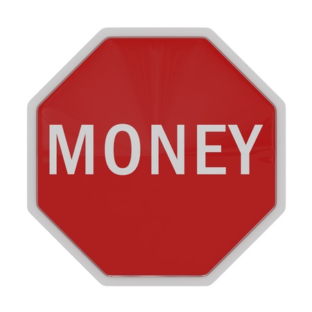 Road sign with word Money isolated on white - 3d illustrationの写真素材