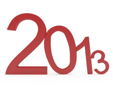 Red Year 2013 Sign isolated on white - 3d illustrationの写真素材