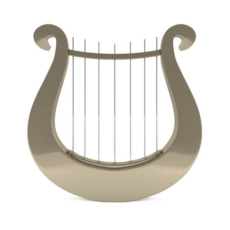 Musical instrument greek golden lyre harp - 3d illustrationの写真素材