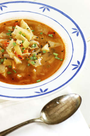 delicious cabbage soup with black cumin and and chive