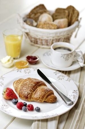 breakfast arrangement, selective focusの写真素材