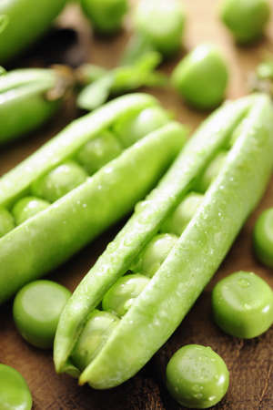 Fresh green peas, selective focusの写真素材