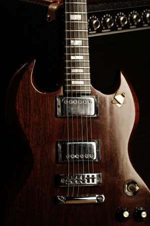 Electric Guitar Close Up And Amplifierの写真素材