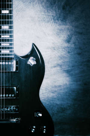Electric Guitar Close Up, Blue Tonedの写真素材