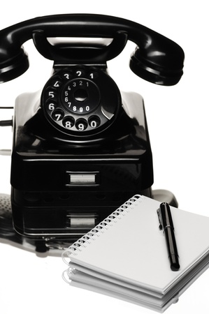 Black bakelite telephoneの写真素材
