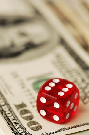 Dice and Dollar Banknotes, very shallow DOFの写真素材