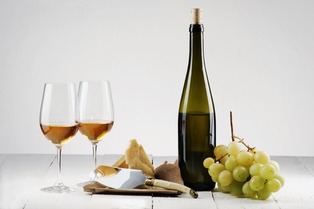 White Wine and grapesの写真素材