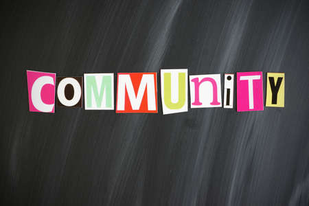 "COMMUNITY" letters on Chalkboardの写真素材