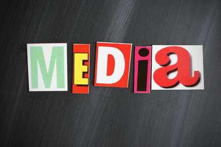 "MEDIA" letters on Chalkboardの写真素材