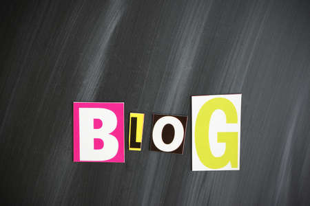 "BLOG" letters on Chalkboard with copyspaceの写真素材