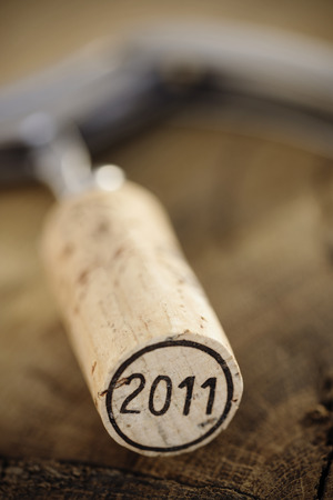 Cork "2011" on screwpull, selective focusの写真素材