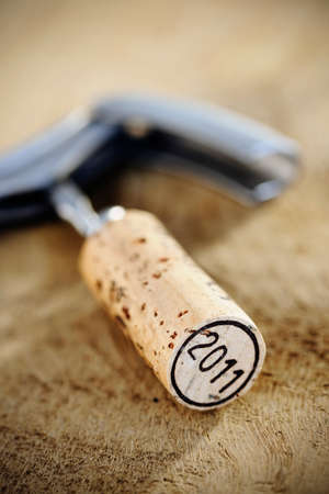 Cork "2011" on screwpull, selective focusの写真素材