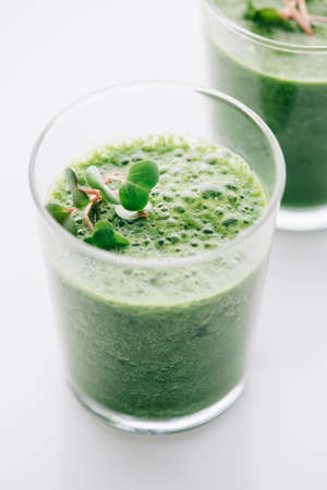 Green Smoothie on white backgroundの写真素材