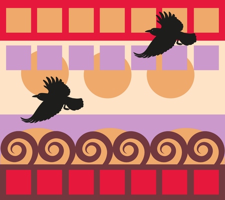 vector seamless background with crowsのイラスト素材