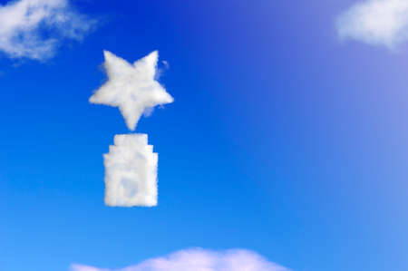 Star award cloud shape on blue sky