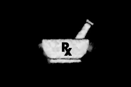 Pharmacy icon cloud shape on black background. Perfect for composition.. For preparing, dispensing, and review of drugs and providing additional clinical services.の写真素材