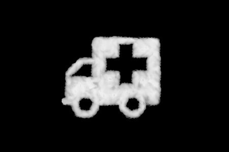 Clouds shape icon ambulance on black background. Perfect for compositionの写真素材