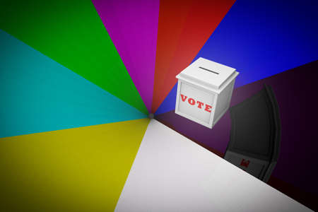 Ballot box slides into a cone towards the end demonstrating Election risk. 3D illustration