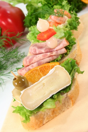 various colorful canapes on a napkinの写真素材