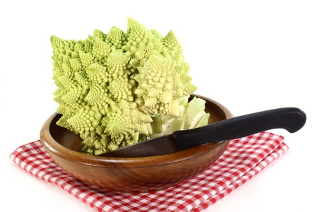 a fresh, raw Romanesco on a white backgroundの写真素材