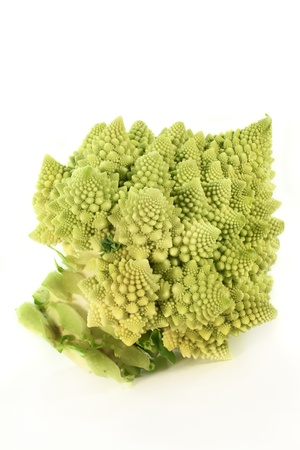 a fresh, raw Romanesco on a white backgroundの写真素材