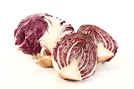 two radicchio on a white backgroundの写真素材