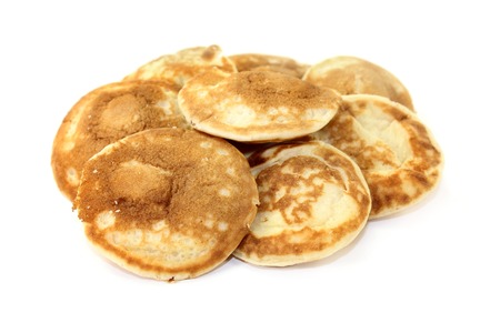 baked Poffertjes on a white backgroundの写真素材