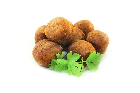 Falafel with fresh parsley on a light backgroundの写真素材