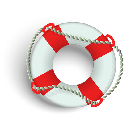 Marine lifebuoy with flagella on a white background.のイラスト素材