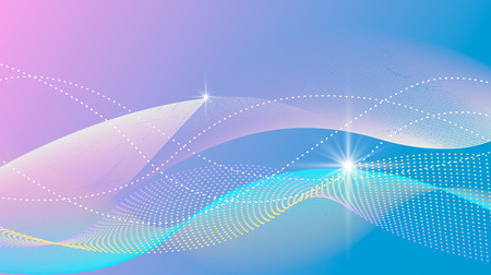 Color abstract template for a card or banner. Blue background with waves and lines.のイラスト素材
