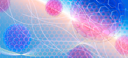 Color abstract template for a card or banner. Futuristic background with texture balls. Honeycomb texture.のイラスト素材