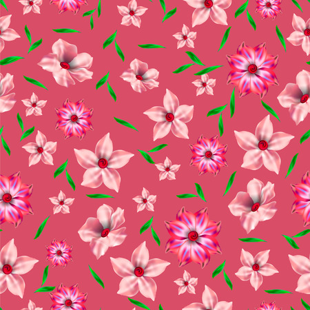 Beautiful floral seamless pattern on pink background. Packaging material or textile.のイラスト素材