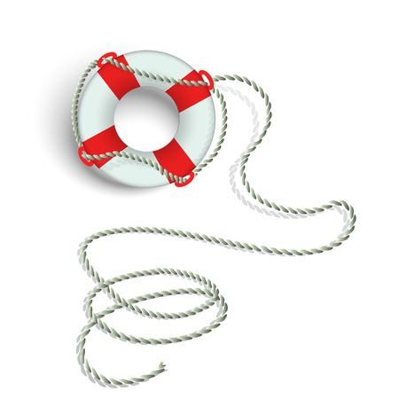 Marine lifebuoy with flagella on a white background. Isolate.のイラスト素材