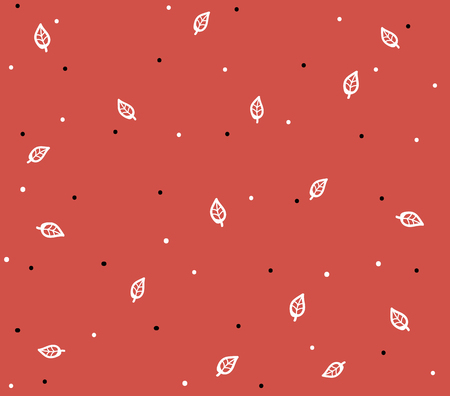 Seamless pattern of small leaves on the burgundy background. Small print.のイラスト素材