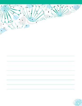 A sheet of paper with a beautifu lmarine ornament in green.のイラスト素材