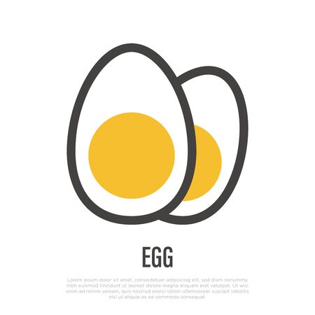 Two hard-boiled eggs thin line icon. Symbol for packaging. Vector illustration.のイラスト素材