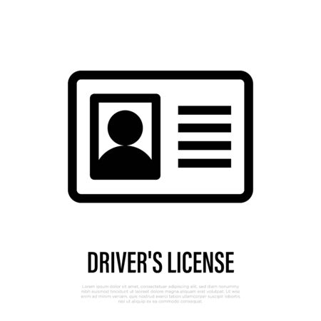 Driver's license, id card with photo. Thin line icon of personal document. Vector illustration.のイラスト素材
