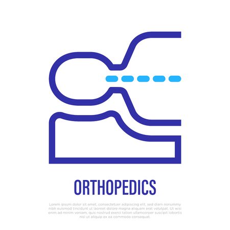 Opthopedic pillow for back correction thin line icon. Vector illustration.のイラスト素材