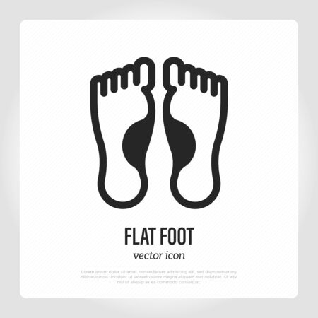 Flat foot thin line icon. Vector illustration of foot deformation.のイラスト素材