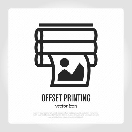Offset printing thin line icon. Typography equipment. Vector illustration.のイラスト素材