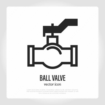 Ball valve thin line icon. Plumbing equipment. Vector illustration.のイラスト素材