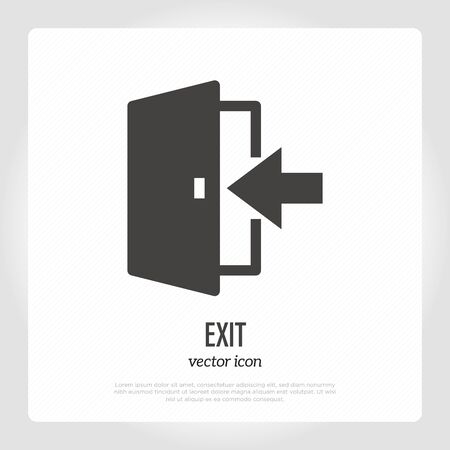 Exit sign. Opened door with arrow. Vector illustration.のイラスト素材